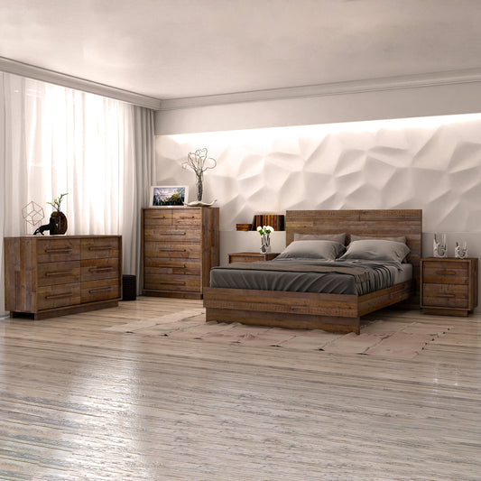 Nevada Bed by LH Imports in dark driftwood. Made from reclaimed pine, plywood in a modern style.