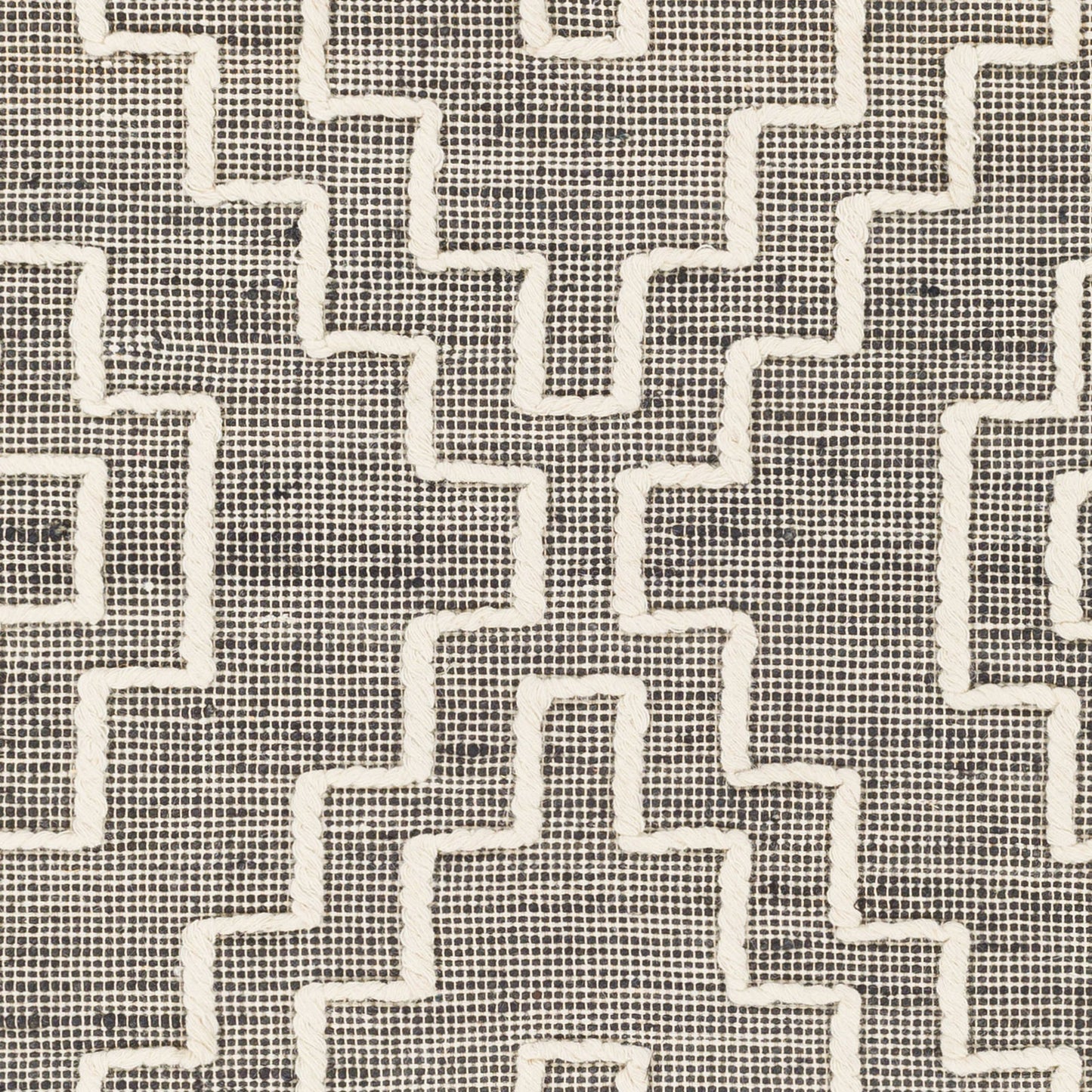 004 SI-1833310,SI-1833311,SI-1833312,SI-1833313,SI-1833314 | Closeup | Norwood Rug - 27917 by Livabliss in charcoal, cream. Made from 60% jute, 40% wool in a unique style.