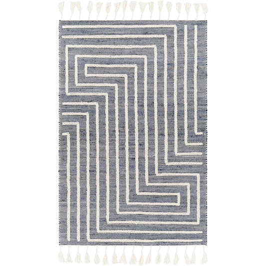 001 SI-1833339,SI-1833341,SI-1833342,SI-1833344 | Primary Silo | Norwood Rug - 27922 by Livabliss in ink blue, cream. Made from 60% jute, 40% wool in a unique style.