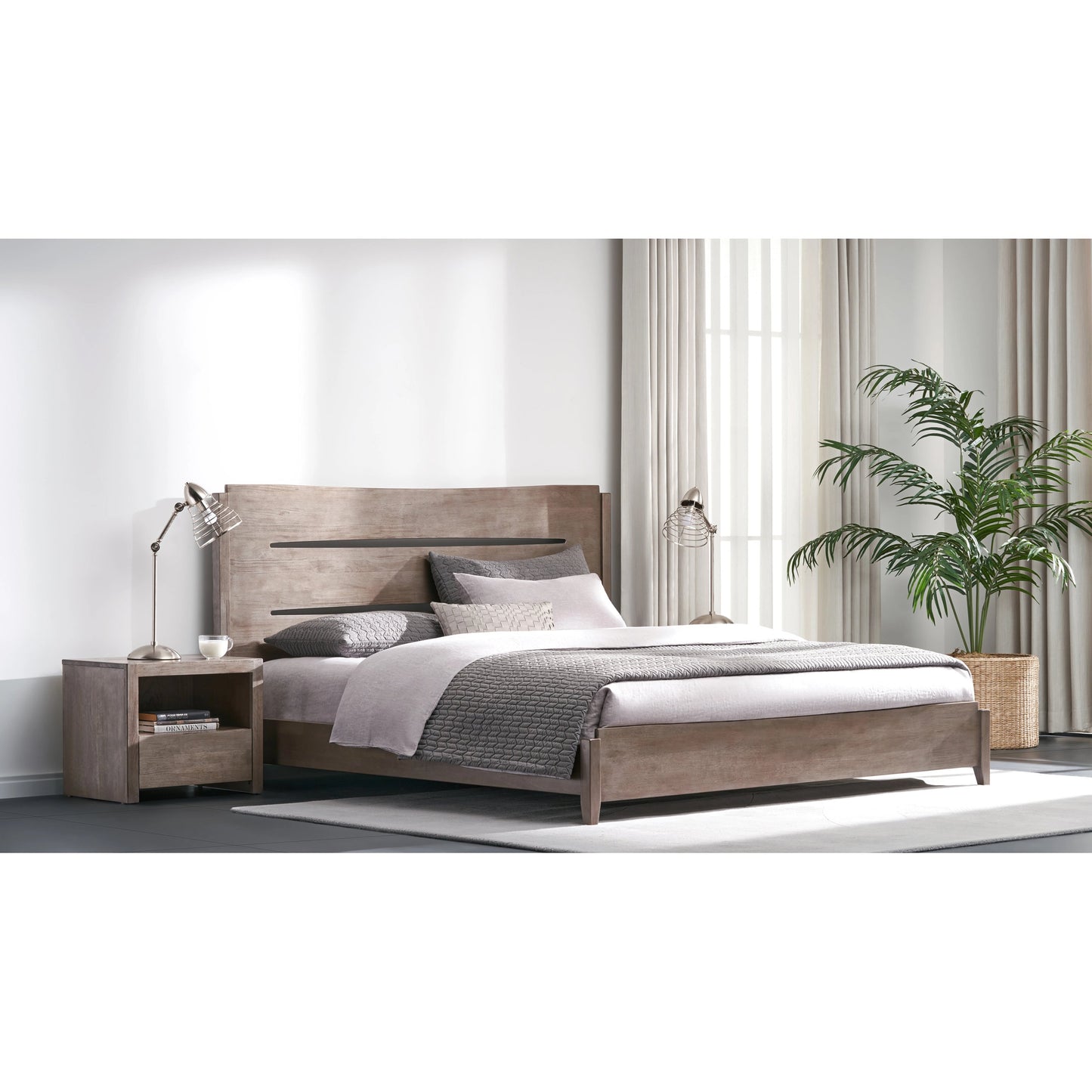 006 SI-2130660,SI-2130661 | Lifestyle | Zest Panel Bed by Zest in light oak. Made from mdf, partical board in a modern style.
