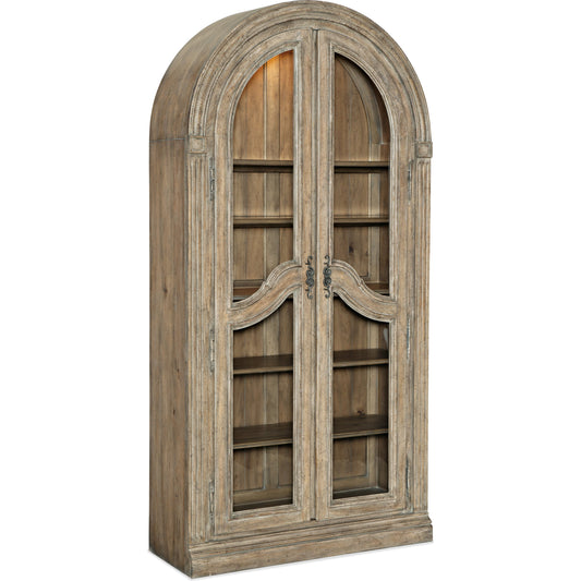 Castella Bunching Curio Cabinet by Hooker Furniture in antique slate. Made from pecan, quartered walnut, quartered black walnut, quartered ash, maple veneers in a traditional style.