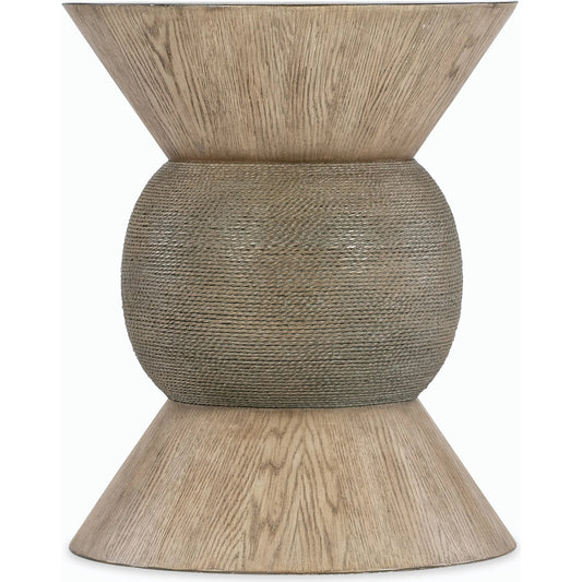 Commerce & Market Round Robin Accent Table by Hooker Furniture in light wood and light natural wood finish. Made from resin and rope in a modern style.