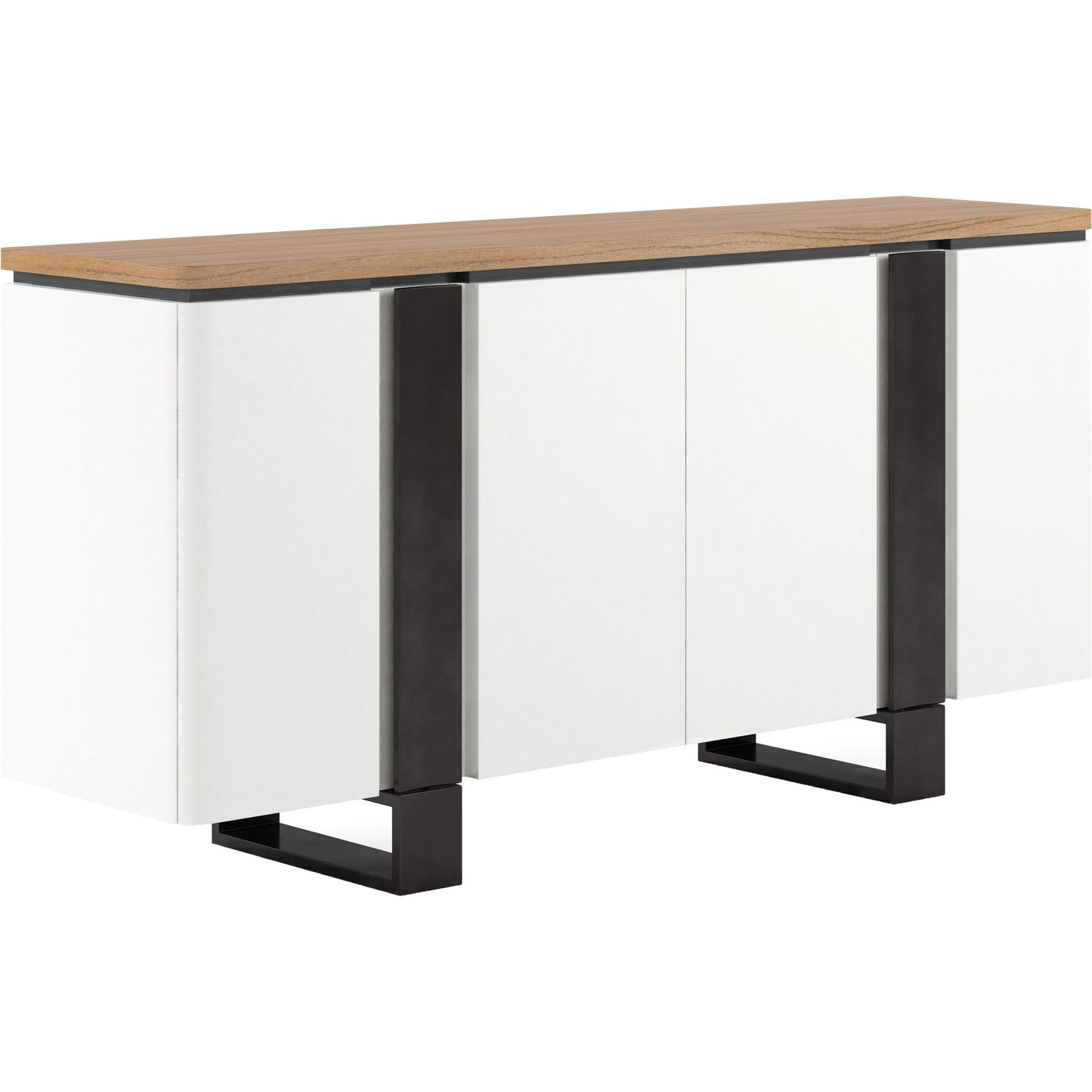 001 SI-2065165 | Additional Silo | Portico Credenza by A.R.T. Furniture in sienna, white plaster, matte black. Made from parawood solids, mindi veneers, resin in a modern style.