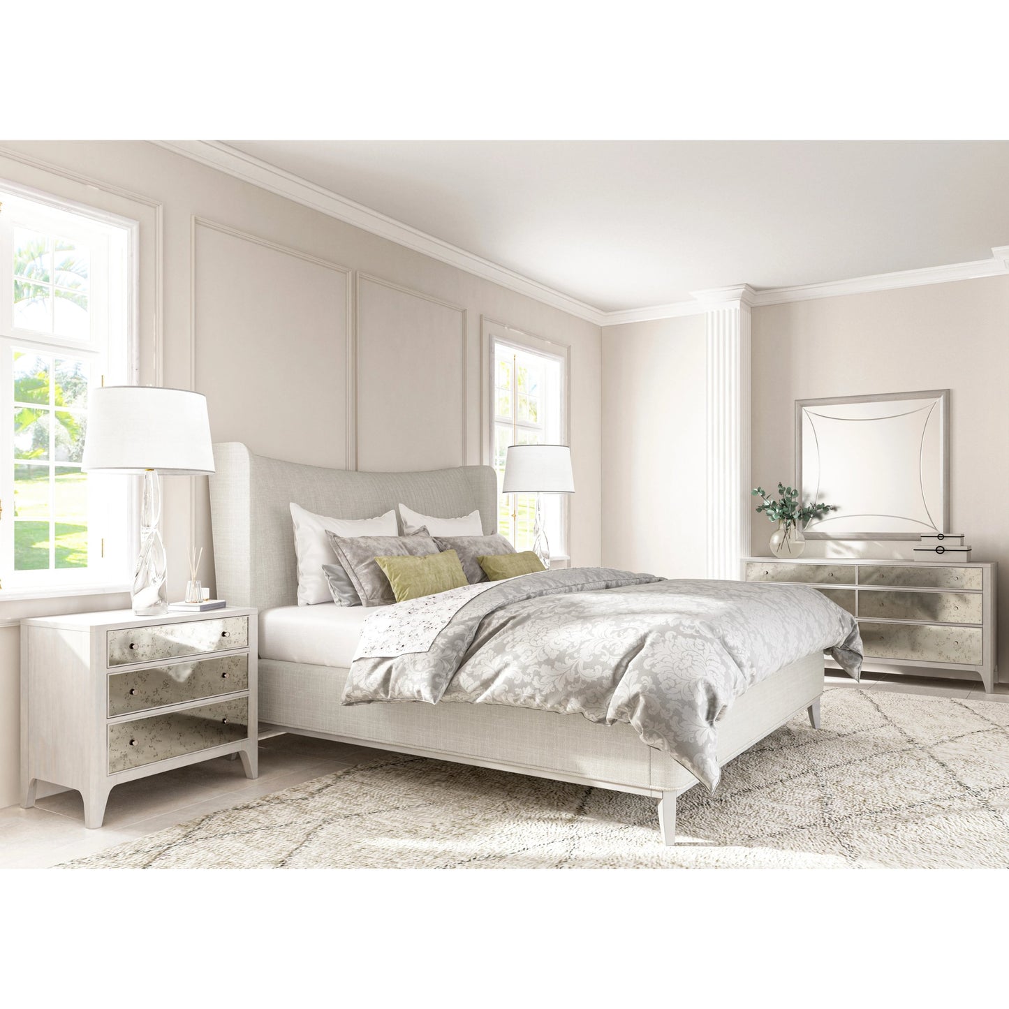 006 SI-2155783 | Lifestyle | Mezzanine Square Mirror by A.R.T. Furniture in dove gray. Made from parawood, poplar solids, mirror in a modern style.