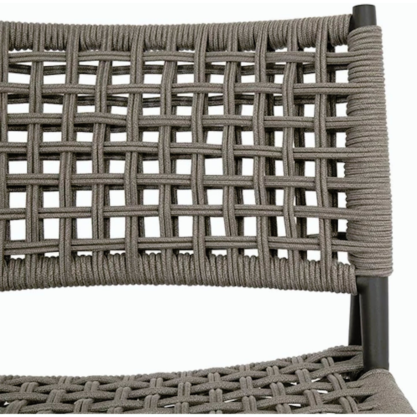 006 SI-2167119 | Closeup | Grigio Outdoor Cushionless Accent Chair by Sunset West in graphite. Made from olefin rope in a coastal style.