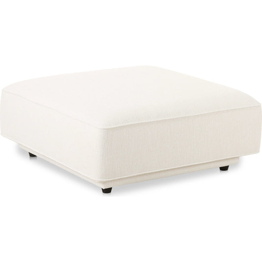 Rosello Ottoman by Moe's Home Collection in white. Made from upholstery: 30% recycled polyester, 70% polyester, plywood frame, foam, fiber seat in a transitional style.