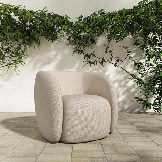 Rae Outdoor Accent Chair by Moe's Home Collection. Made from upholstery: 100% polyester, antiseptic plywood frame, foam, fiber fill, plastic leg in a transitional style.