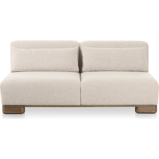 001 SI-2368124 | Primary Silo | June Sofa by Moe's Home Collection in oatmeal. Made from upholstery: 72% polyester, 28% acrylic, oak veneer base, foam, feather, fiber fill, solid wood, plywood frame in a transitional style.