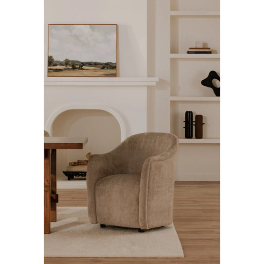 Drava Rolling Dining Chair by Moe's Home Collection. Made from upholstery: 100% polyester, plywood frame, foam, fiber seat, plastic roller in a transitional style.