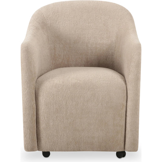 Drava Rolling Dining Chair by Moe's Home Collection. Made from upholstery: 100% polyester, plywood frame, foam, fiber seat, plastic roller in a transitional style.