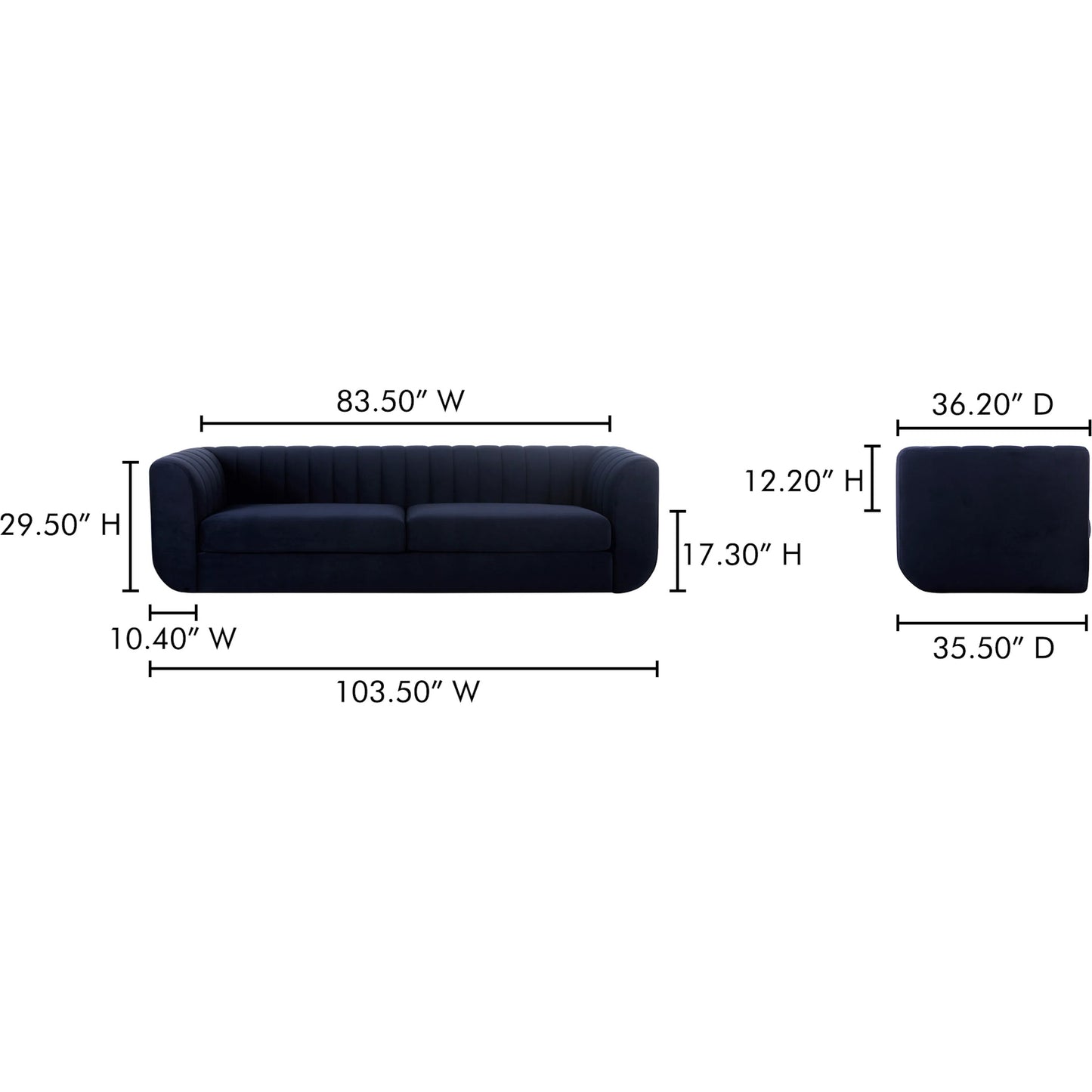 010 SI-2441561 | Lifestyle | Rosy Sofa by Moe's Home Collection in blue. Made from 100% polyester, plywood frame, foam, fiber seat in a unique style.