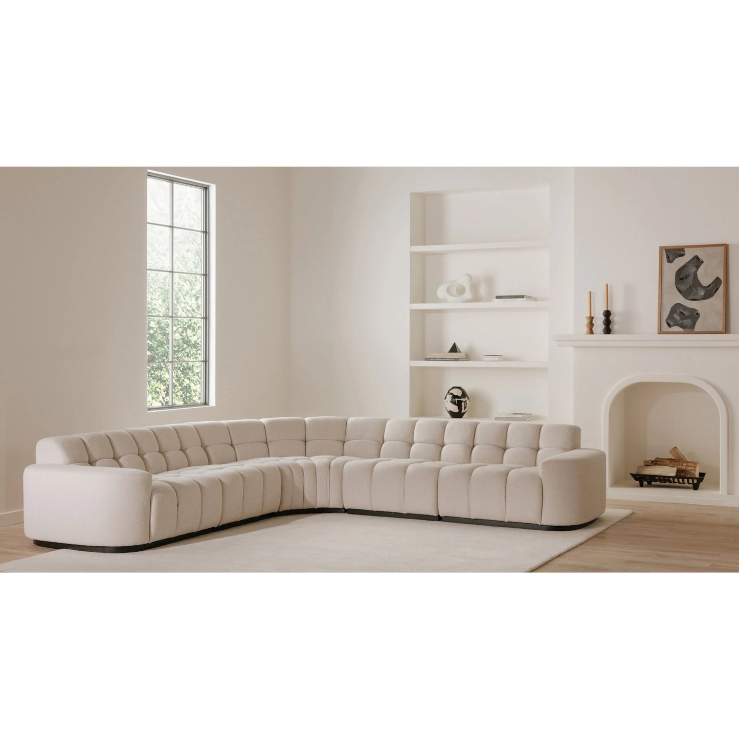 010 SI-2368270 | Lifestyle | Roman L Shaped Sectional by Moe's Home Collection. Made from upholstery: 90% polyester, 10% linen, plywood frame, foam, fiber seat in a transitional style.