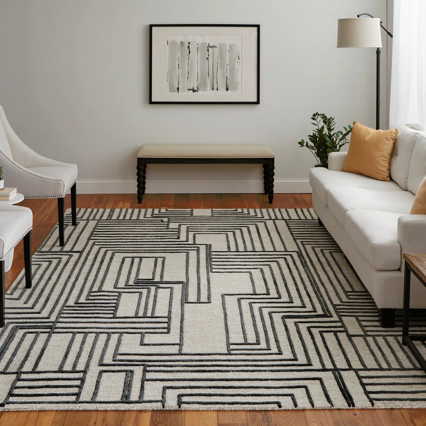 009 SI-2159097,SI-2159098,SI-2159099,SI-2159101,SI-2159102,SI-2159319 | Lifestyle | Gansett Geometric Rug - T25T8011 by Thom Felicia by Feizy Rugs in tan, brown. Made from wool in a unique style.