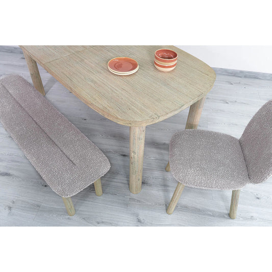 Oasis Bench by LH Imports in oatmeal and natural white washed. Made from solid acacia wood, polyester, acrylic, pu foam, polyester fiber in a transitional style.