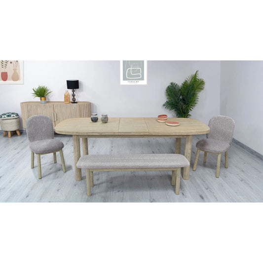 Oasis Dining Chair (Set of 2) by LH Imports in oatmeal and natural white washed. Made from solid acacia wood,90% polyester, 10acrylic, pu foam, polyester fiber batting in a transitional style.