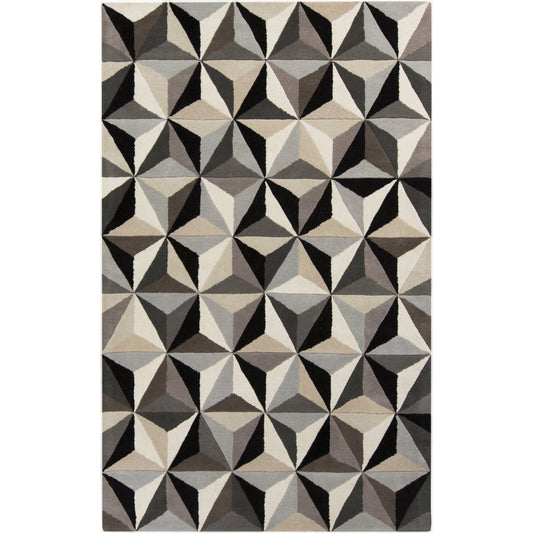 OAS-1104 Rug by Surya in gray, tan, black, charcoal, medium brown. Made from 100% wool in a unique style.