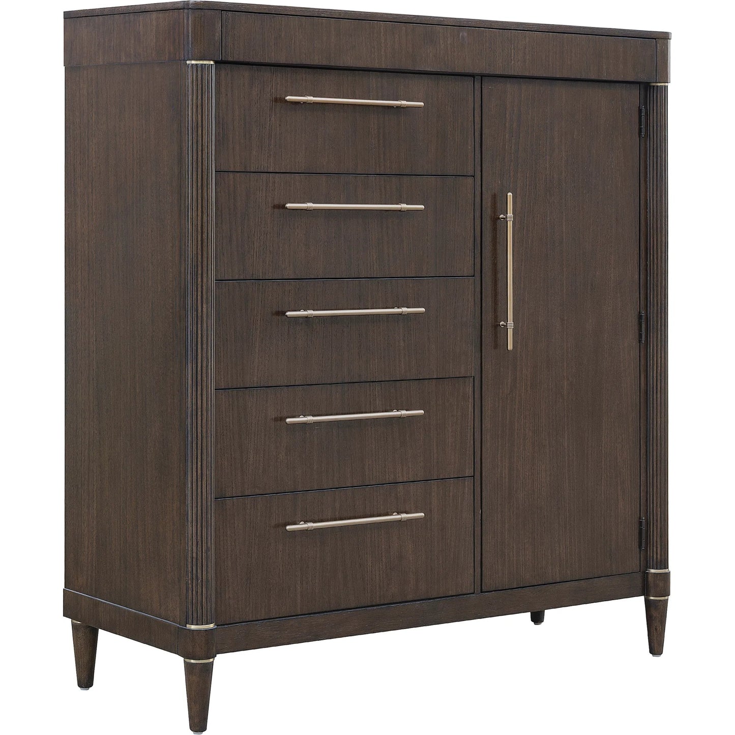 001 SI-2449348 | Primary Silo | Asher Park 6 Drawer Master Chest by Pulaski Furniture in piano brown. Made from eucalyptus veneers in a unique style.
