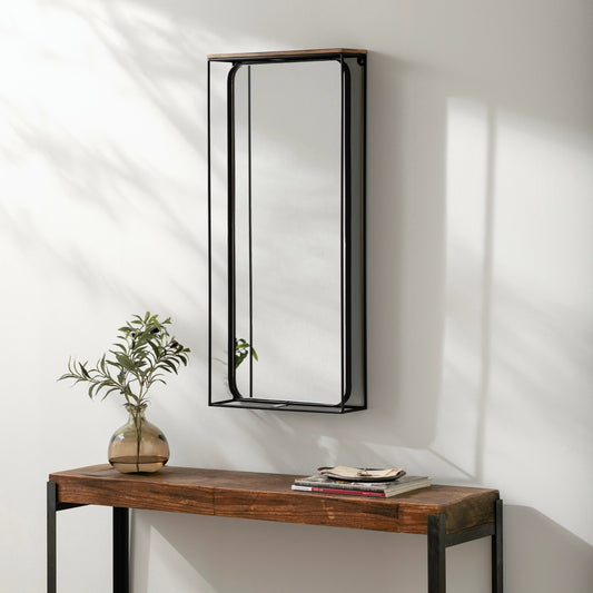 Obsidian Floor Mirror - 32287 by Surya in black and matte. Made from frame: metal, frame (substrate): metal in a modern style.