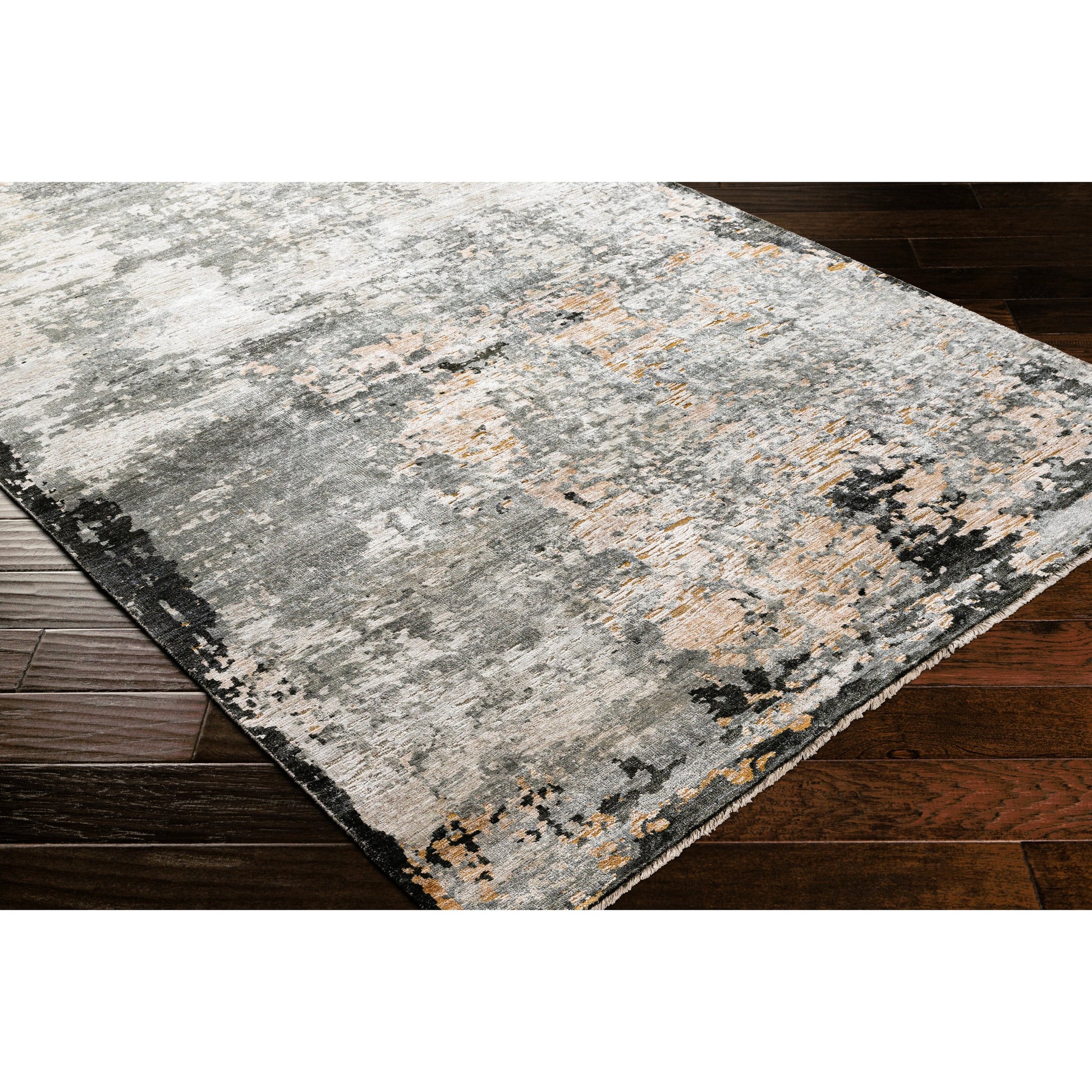 Ocean Rug - 26050 by Surya in taupe, light gray, brown, oatmeal, black. Made from 60% new zealand wool, 40% viscose in a unique style.