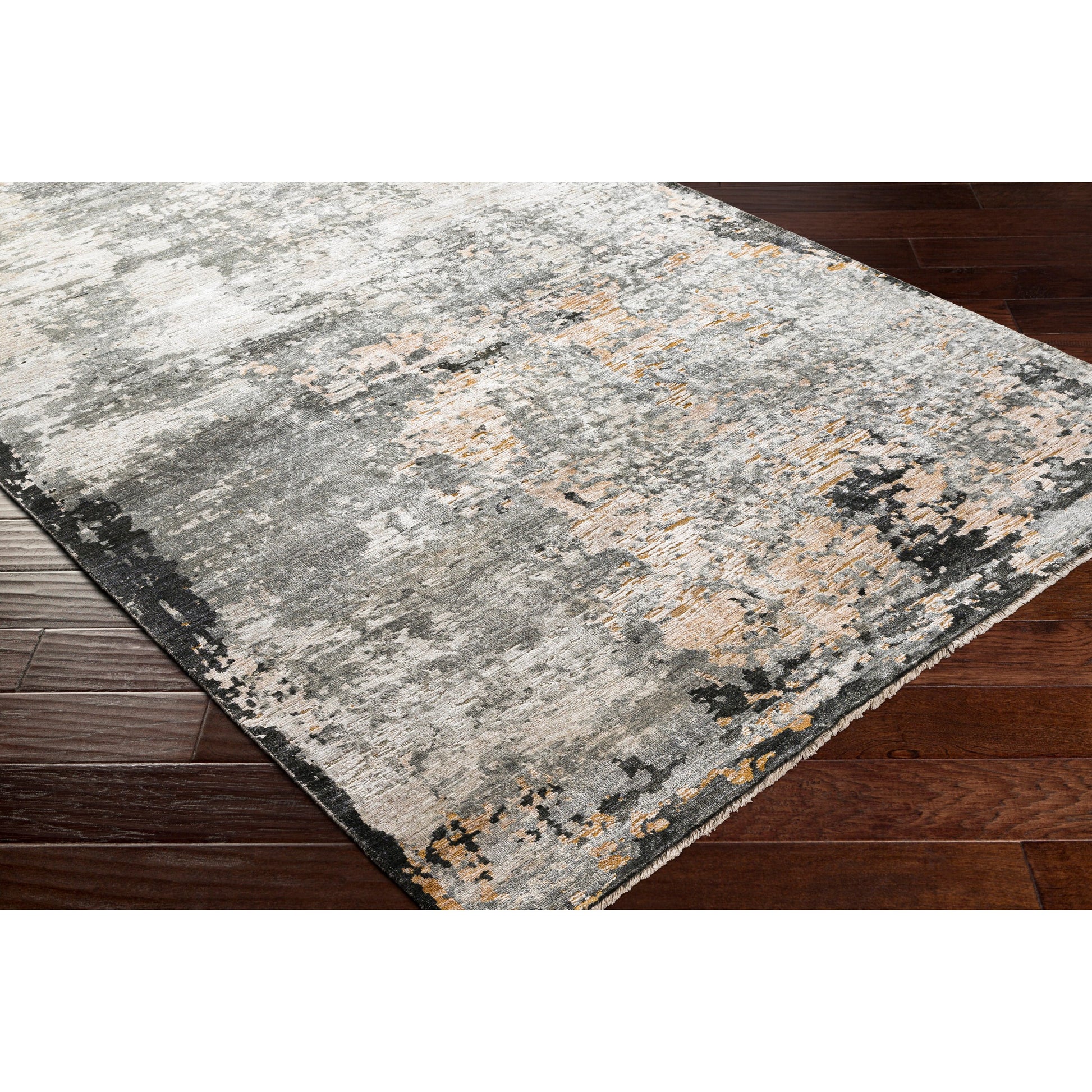 Ocean Rug - 26050 by Surya in taupe, light gray, brown, oatmeal, black. Made from 60% new zealand wool, 40% viscose in a unique style.