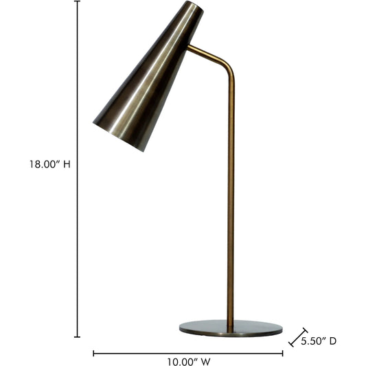 Trumpet Table Lamp by Moe's Home Collection in antique brass. Made from iron in a modern style.