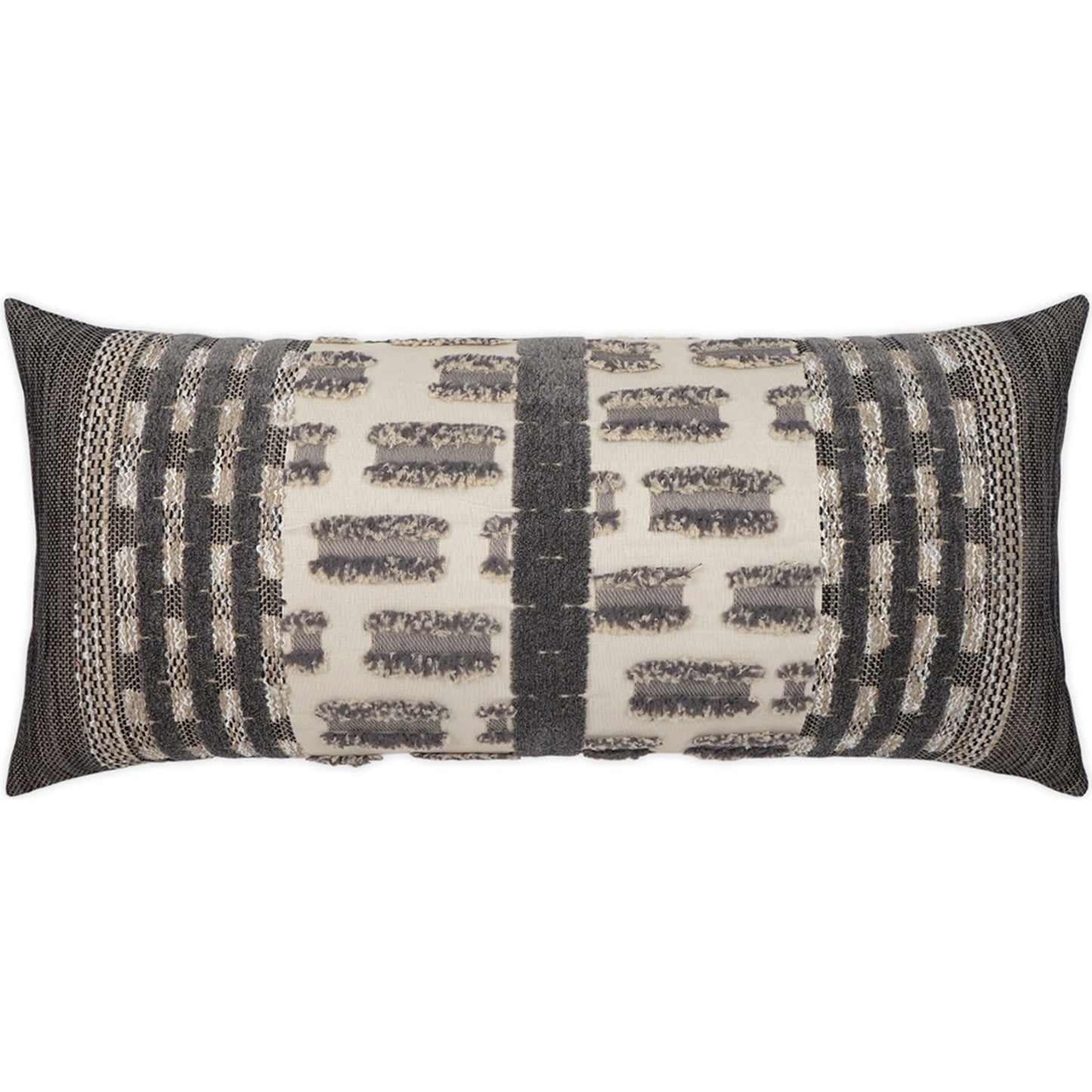 001 SI-2028744 | Additional Silo | Tanza Lumbar Pillow by DV Kap Home in tan/taupe, grey. Made from 100% solution dyed polyester in a cottage & farmhouse style.