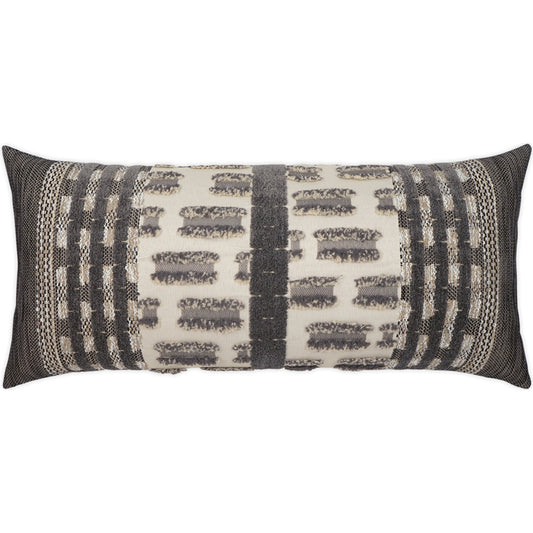 001 SI-2028744 | Primary Silo | Tanza Lumbar Pillow by DV Kap Home in tan/taupe, grey. Made from 100% solution dyed polyester in a cottage & farmhouse style.