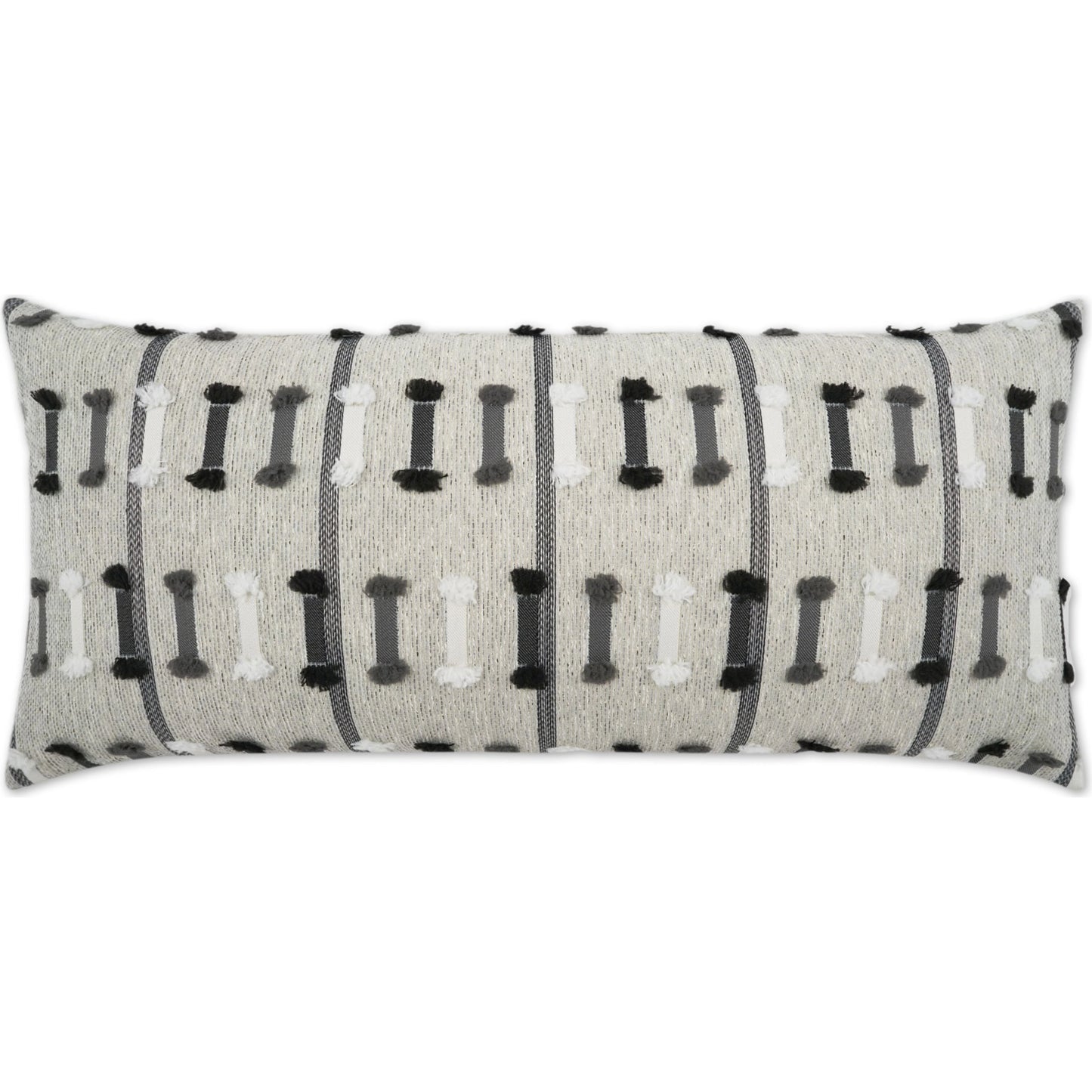 001 SI-2028754 | Additional Silo | Tassel Stripe Lumbar Pillow by DV Kap Home in grey. Made from 100 % solution dyed polyester in a modern style.