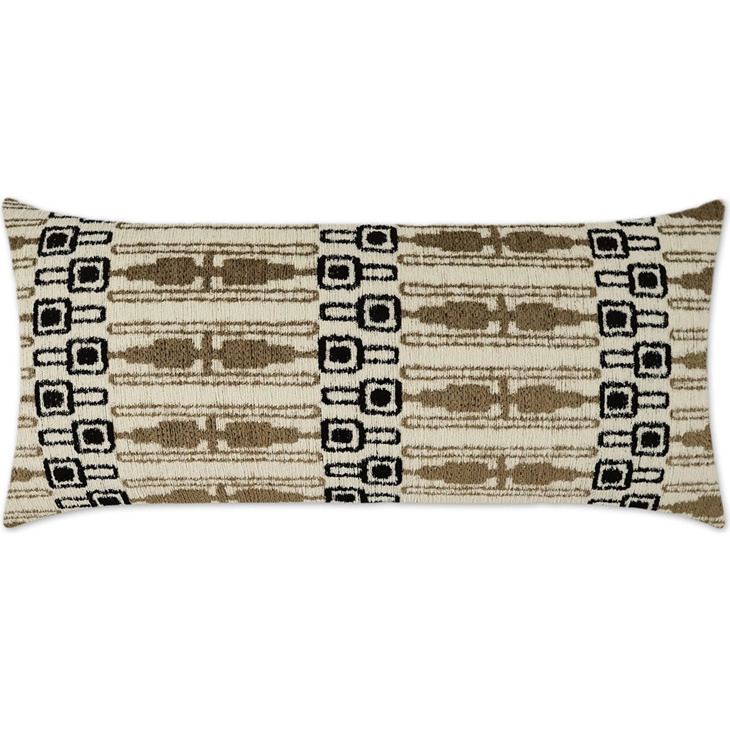 001 SI-2381733 | Primary Silo | Maylis Lumbar Indoor/Outdoor Pillow by DV Kap Home in taupe, black. Made from 78.73% poly(uv), 21.27% seaqpoluv in a unique style.