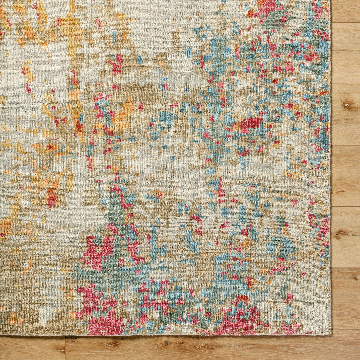 007 SI-1887775,SI-1887776,SI-1887777,SI-1887779 | Closeup | Odyssey ODY-2302 Rug by Surya in olive, tan, teal, peach, rust, fuchsia. Made from 100% wool in a unique style.