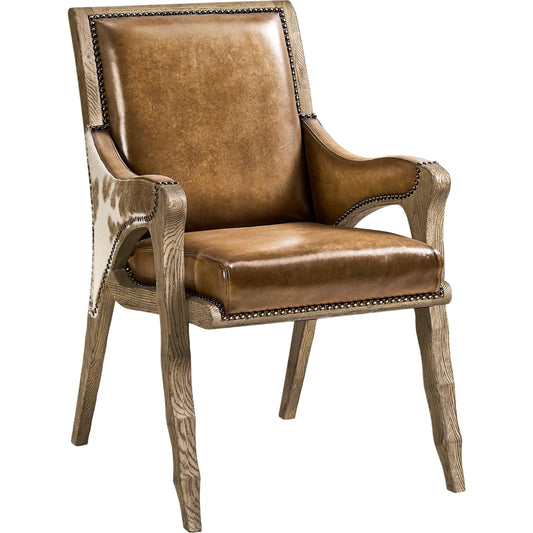 Echo Canyon Leather & Hide Arm Chair by Jonathan Charles in faded oak. Made from oak in a traditional style.