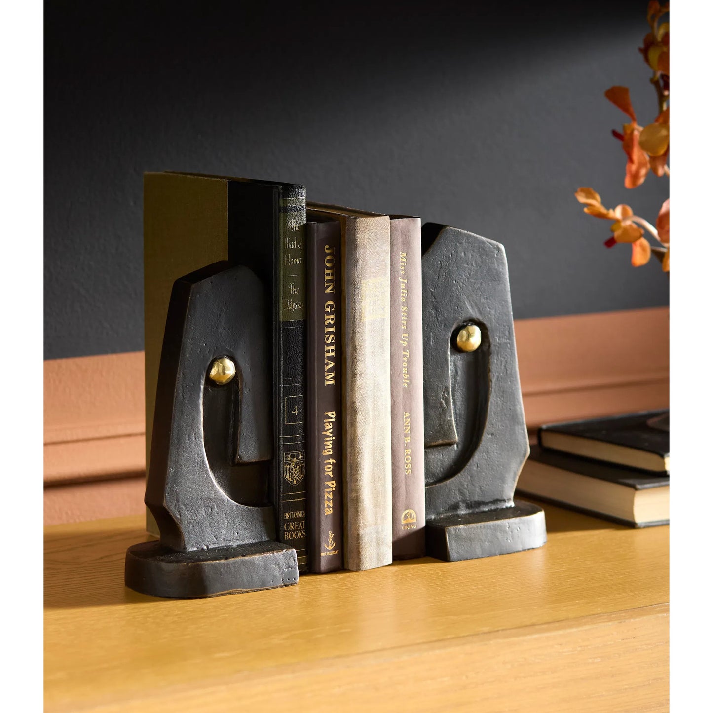002 SI-2133412 | Lifestyle | Celaeno Bookend - 532480 (Set of 2) by Surya in metallic - bronze and antiqued. Made from main: metal, granite in a modern style.