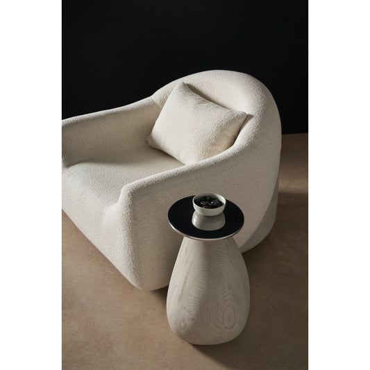 Ara Side Table by Caracole in taupe and fossil. Made from resin, metal in a modern style.