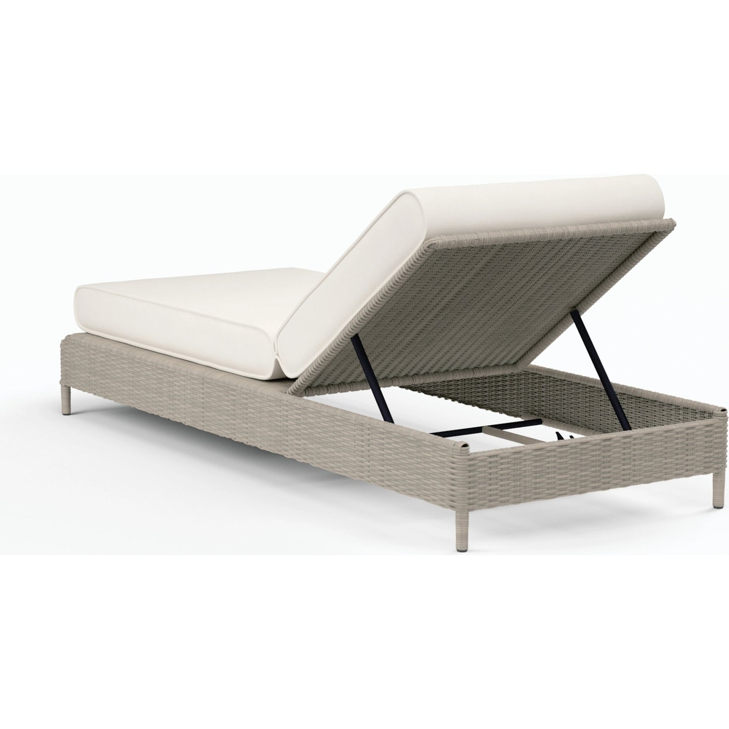 002 SI-2166941 | Additional Silo | Manhattan Outdoor Adjustable Chaise in Linen by Sunset West in gray. Made from resin wicker in a modern style.