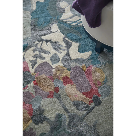 Dafney Transitional & Botanical Rug - 8869F by Feizy in blue, gray, pink. Made from viscose, wool in a unique style.
