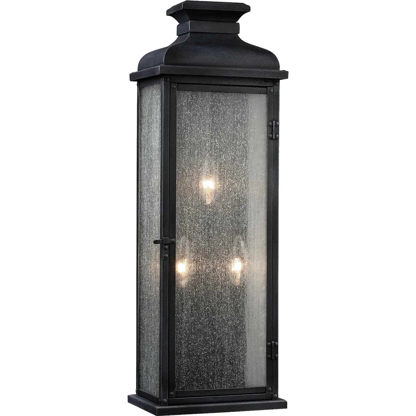 002 S-285348 | Primary Silo | Pediment Outdoor Sconce by Generation Lighting in dark weathered zinc. Made from stainless steel in a traditional style.