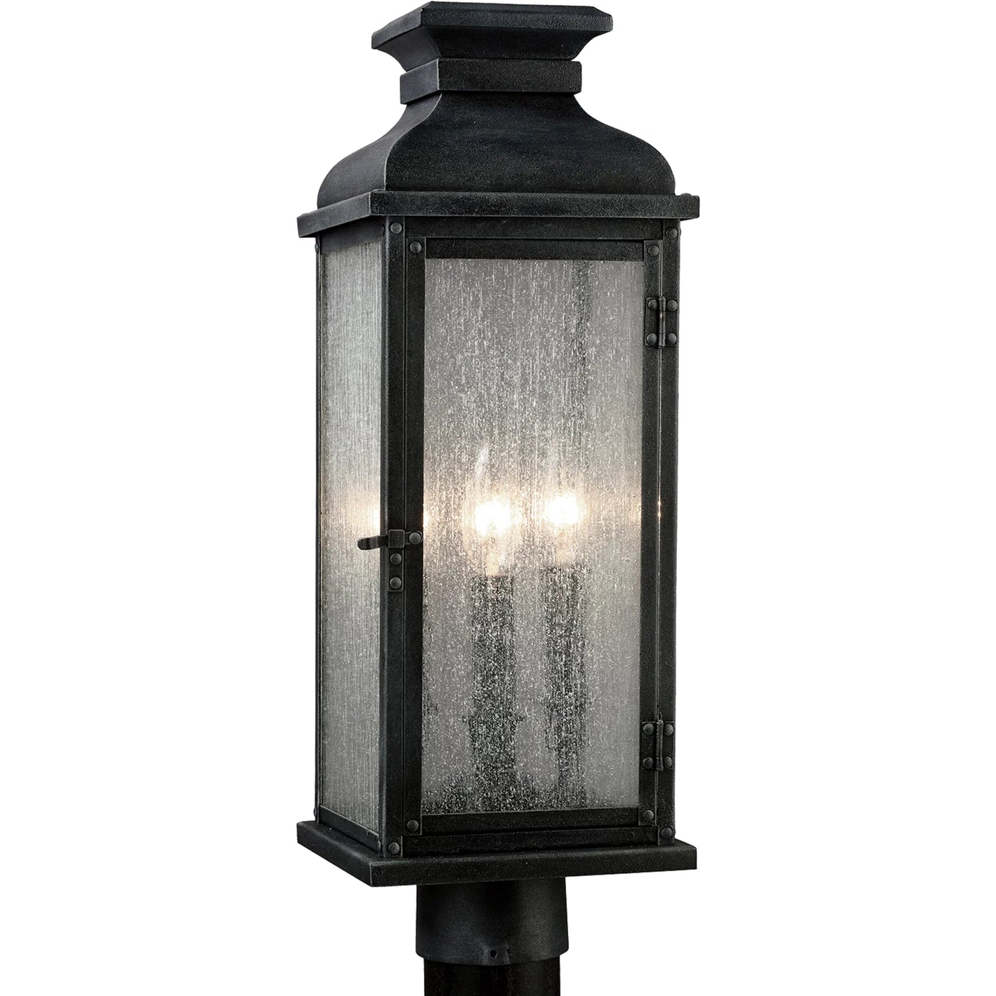 001 S-285344 | Primary Silo | Pediment Outdoor Post by Generation Lighting in dark weathered zinc. Made from stainless steel in a traditional style.