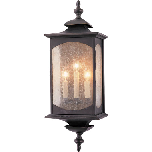 Market Square Wall Lantern by Generation Lighting in oil rubbed bronze. Made from stainless steel in a traditional style.