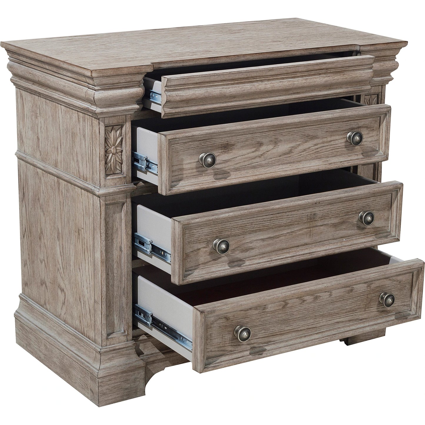003 SI-2155590 | Additional Silo | Kingsbury Bachelor's Chest by Pulaski Furniture in french grey. Made from oak veneers, hardwood solids in a traditional style.