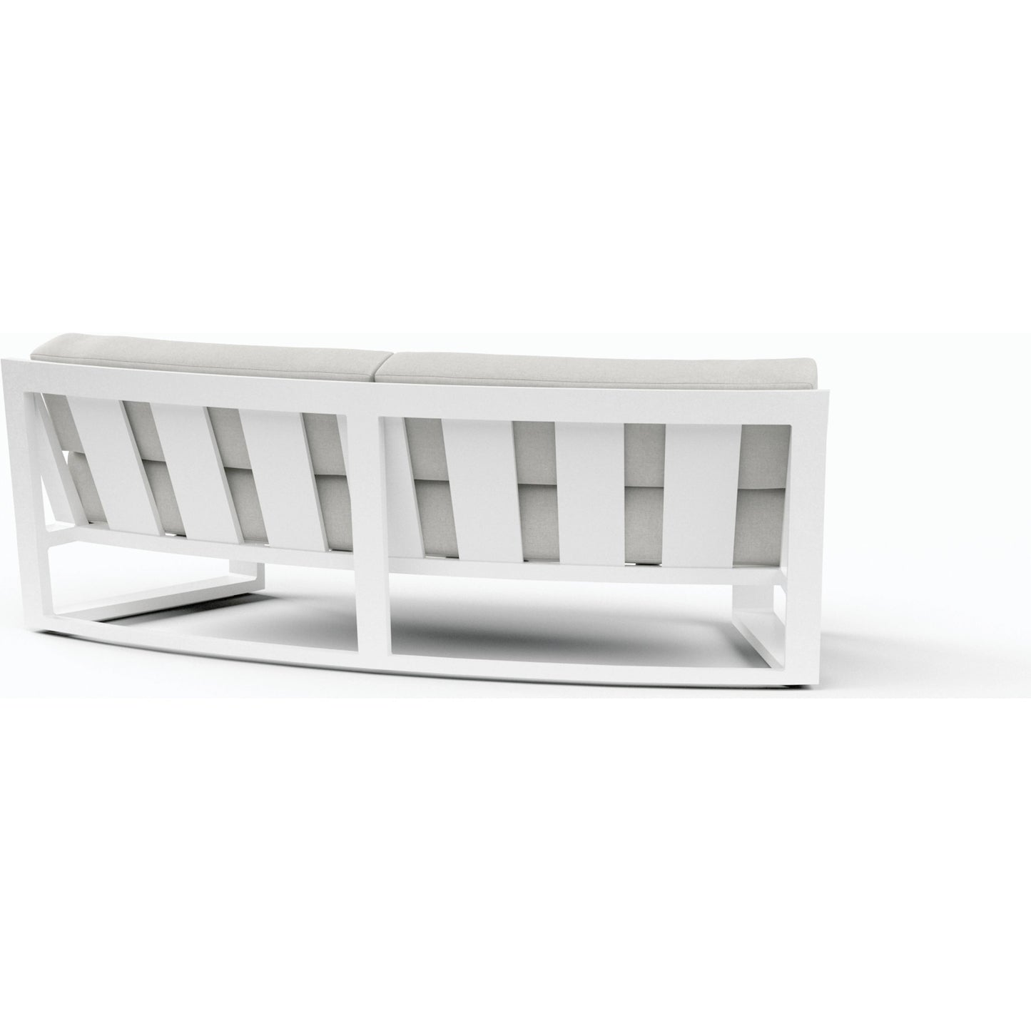 002 SI-2167144 | Additional Silo | Newport Outdoor Curved Sofa by Sunset West in frost. Made from aluminum in a modern style.