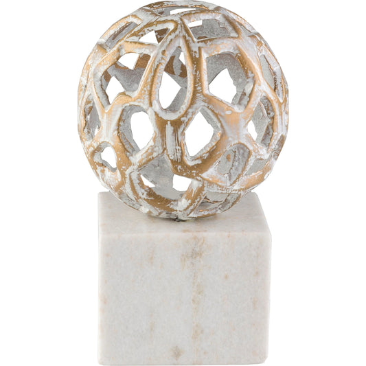 Orb - 21882 by Surya in white, brown and paintednatural. Made from marble, metal in a eclectic & global style.