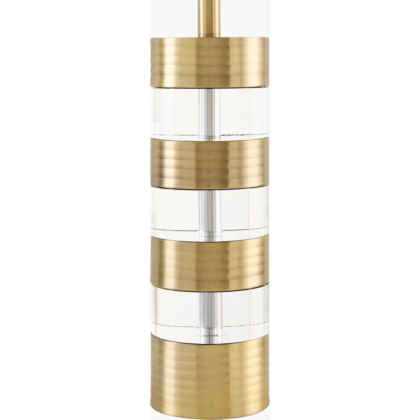 002 SI-2459990 | Closeup | Orrefor Accent Table Lamp by Surya in white, metallic brass, clear and natural, translucent. Made from crystal, linen, polyester in a unique style.
