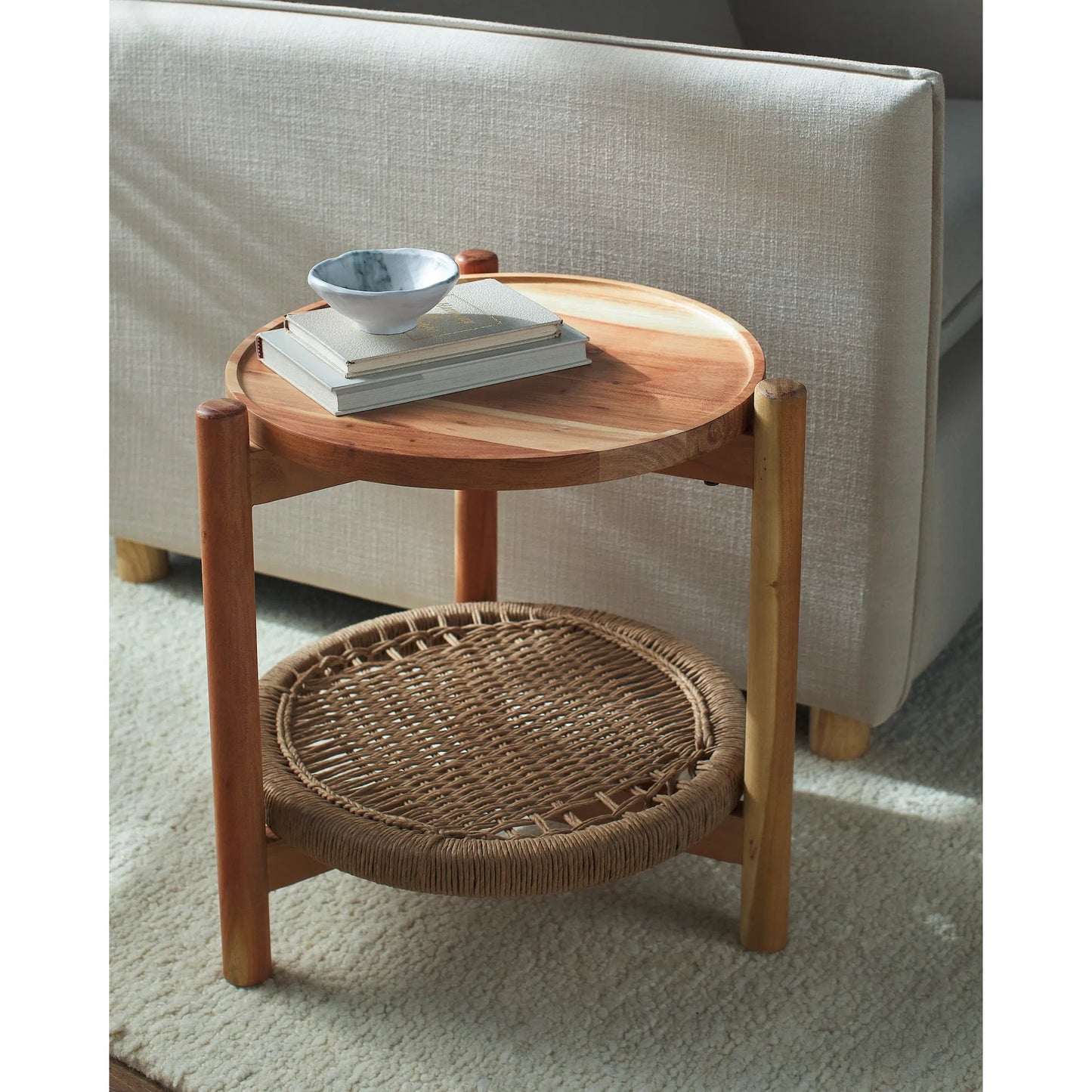 002 SI-2133366 | Lifestyle | Orly - 531925 by Surya in brown, wheat and natural, lacquered. Made from top: acacia, base: paper, acacia in a cottage & farmhouse style.