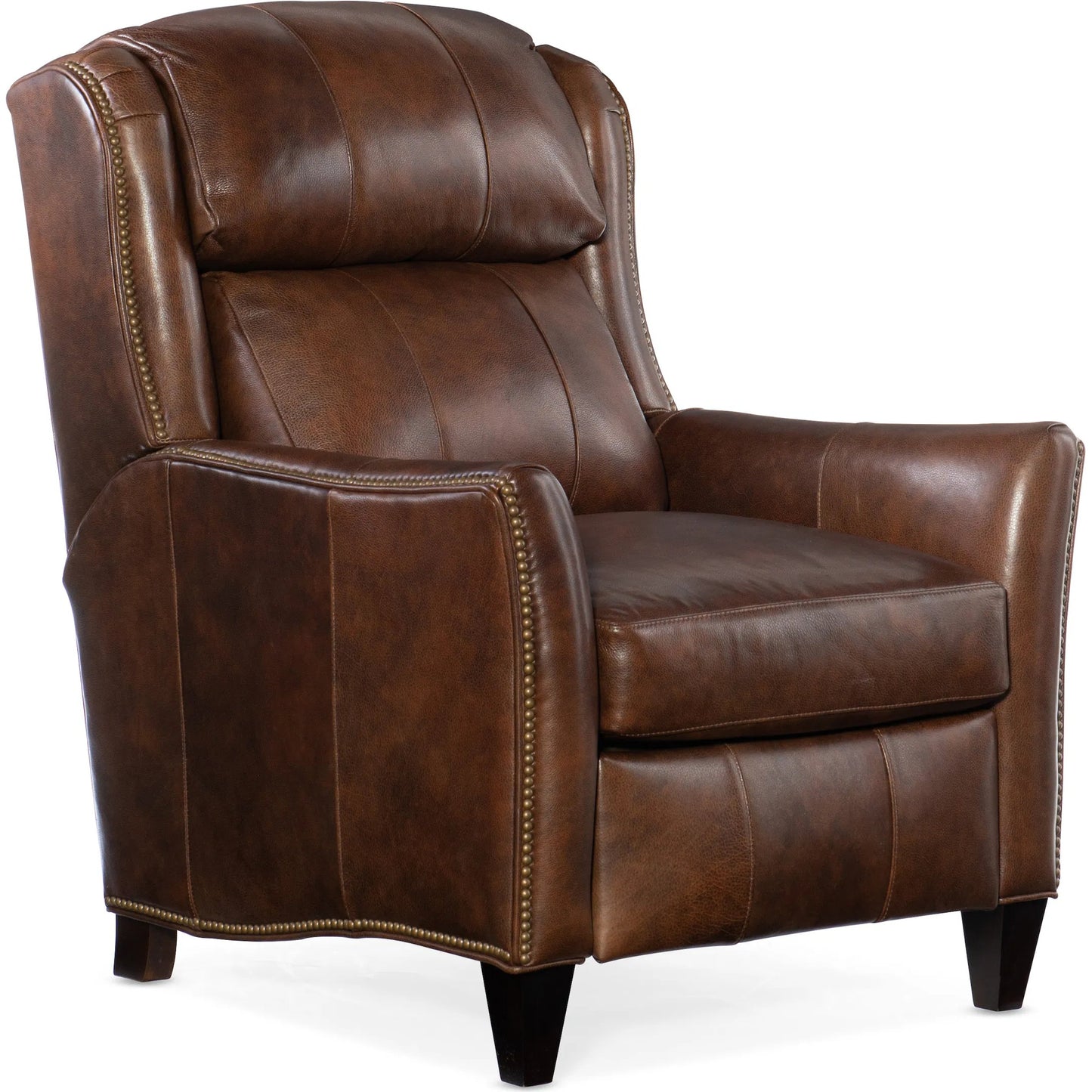 001 SI-1873127 | Primary Silo | Lancaster Recliner by Bradington-Young by Hooker Furniture in brown and plantation finish, natural brass nails. Made from 100% leather in a unique style.