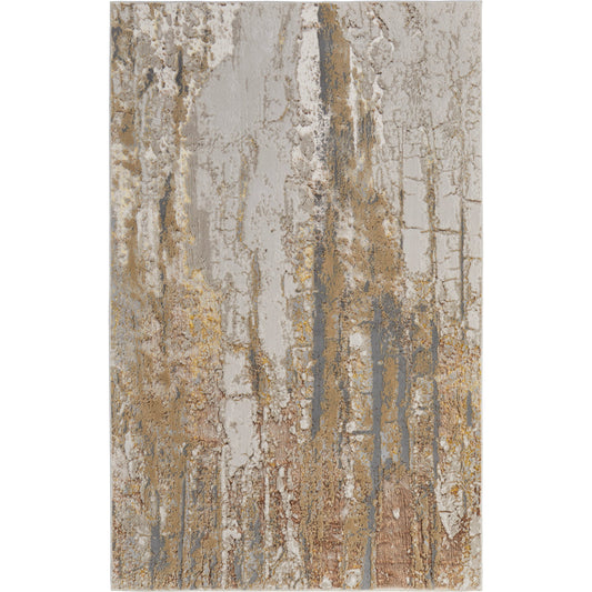Aura Rug - 39LMF by Feizy in ivory, gold, brown. Made from polyester, polypropylene in a unique style.