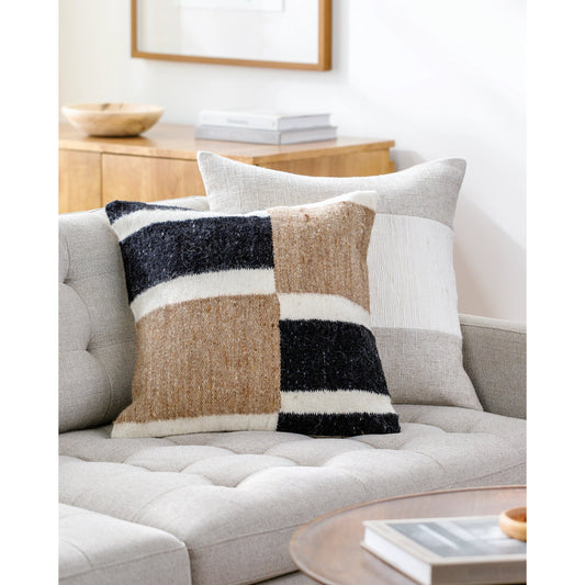 Osmund Accent Pillow - 516783 by Surya in beige, charcoal, ivory. Made from wool, cotton in a transitional style.