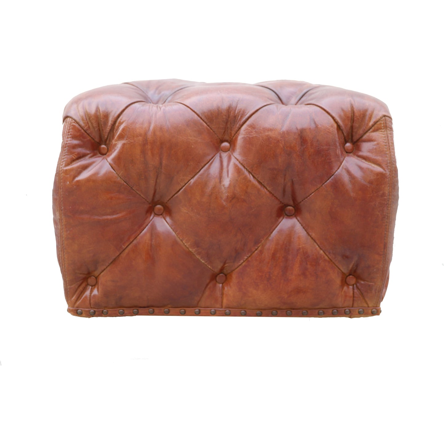 003 SR-702427 | Additional Silo | Paris Club Ottoman by Pasargad Home in brown. Made from leather in a rustic style.
