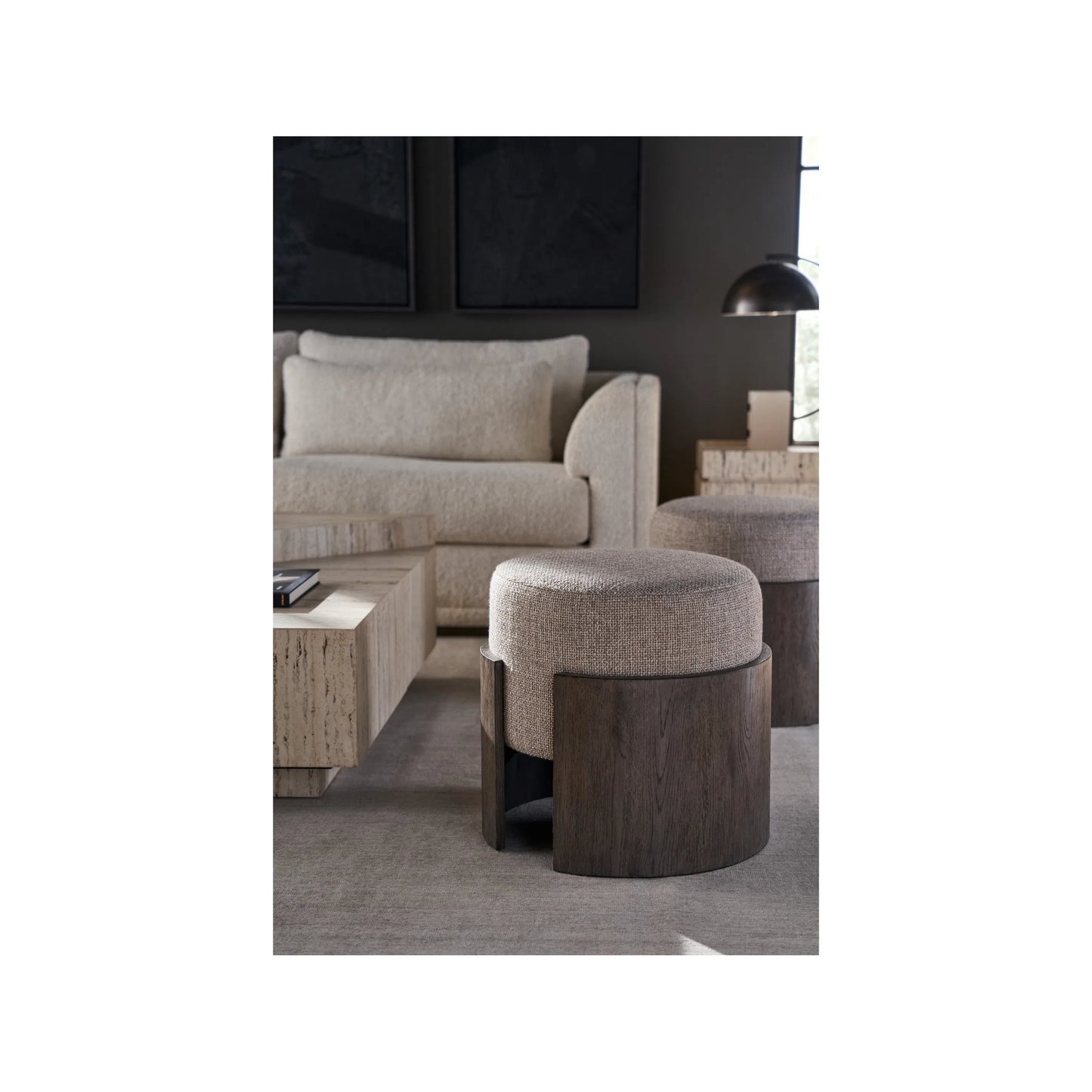 003 SI-2195627 | Closeup | Modern Evo Stool by Universal Furniture in washed charcoal. Made from unique in a unique style.