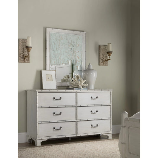 Charleston Six-Drawer Dresser by Hooker Furniture in white heron. Made from wood, resin in a transitional style.