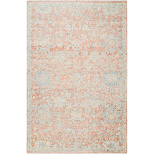 Oviedo Rug - 486776 by Surya in coral, powder blue, ivory, peach, soft grey. Made from wool in a unique style.